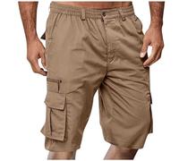 Cargo Shorts Men 5 Pockets Elasticated Waist Drawstring Summer Work Shorts Slim Fit Golf Joggers Hiking Combat Casual Walking Holiday Beach