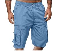 Cargo Shorts Men 5 Pockets Elasticated Waist Drawstring Summer Work Shorts Slim Fit Golf Joggers Hiking Combat Casual Walking Holiday Beach