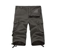 Cargo Shorts Men Below Knee Cargo Three Quarter Length Trousers Casual 3/4 Length Shorts Long Short Pants Combat Short Pants with Multi Pockets Summer Outdoor Casual Trousers