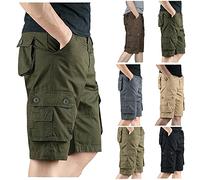 Cargo Shorts Men Combat Work Shorts For Men Uk Button Fly Trunks Multi-Pockets Casual Overalls Loose Fit Work-Wear Heavy Duty Safety Trunks Hair Resistant Bottoms Boy School Short Pants