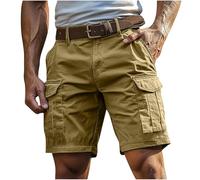 Cargo Shorts Men Elasticated Waist Gym Shorts with Phone Pockets Lightweight Beach Hiking Half Pants Outdoor Combat Cropped Trousers Climbing Holiday Activewear Bottoms Plus Size