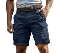 Cargo Shorts Men Elasticated Waist Gym Shorts with Phone Pockets Lightweight Beach Hiking Half Pants Outdoor Combat Cropped Trousers Climbing Holiday Activewear Bottoms Plus Size