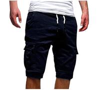 Cargo Shorts Men Elasticated Waist Stretch Activewear Shorts Plus Size Multi-Pockets Drawstring Cargo Shorts Solid Bandage Casual Loose Short Fit Sweatpants Summer Beach Sport Shorts S-5XL Clearance