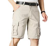 Cargo Shorts Men Lightweight Loose Fit Solid Combat Casual Cotton Shorts Outdoor Cycling Running Hiking Work Chino Shorts Without Belt,Beige,40
