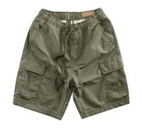 Cargo Shorts Men, Mens Combat Multi Pocket Elasticated Waist Plain Lightweight Shorts, Solid Color Cotton Workwear for Men UK, Casual Work Half Pant, Men's Airborne Vintage Baggy Short Green