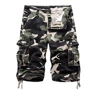 Cargo Shorts Men Men's Loose Casual European and Work Clothes Camouflage Shorts Large Pocket Five Point Pants Camo Cargo Shorts Loose Fit Short (Green, 36)