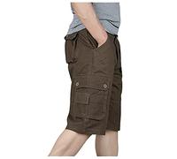 Cargo Shorts Men Multi Pockets Combat Short Comfort Cotton Half Pants with Adjustable Buckle Jogger Sweatpants Solid Color Lightweight Pant for Waking,Camping Plus Size Summer Trunks M-42Xl Coffee