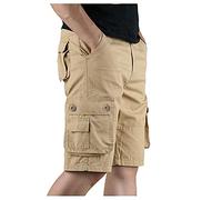 Cargo Shorts Men Multi Pockets Combat Short Comfort Cotton Half Pants with Adjustable Buckle Jogger Sweatpants Solid Color Lightweight Pant for Waking,Camping Plus Size Summer Trunks M-60Xl Khaki