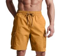 Cargo Shorts Men, Multi Pockets Combat Shorts, Quick Dry Elasticated Waist Work Short, Summer Trekking Pants, Stretch Hiking Short, Gym Pants for Training,Camping,Travelling S-3Xl Yellow