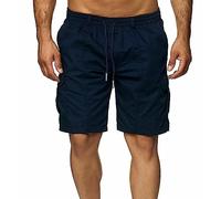 Cargo Shorts Men with Drawstring Elasticated Waist Lightweight Combat Work Shorts Breathable Jogging Shor Short Trousers Summer Half Pants Bottoms for Work Casual Holiday Navy