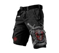 Cargo Shorts Men Work Mens Cotton Combat Quick Dry Breathable Casual Knee Length Pants Black Chino Walking with Zip Pockets Jeans Multi-Pocket Camo Loose Fit Camouflage Short Superdry for B-Black