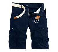 Cargo Shorts Men's Outdoor Tracksuit with Multi Pockets Combat Trousers Beach Work Trouser Cargo Shorts Pant Button Zipper Walking Running Hiking Workwear Navy
