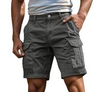 Cargo Shorts Men's Shorts with Zip and Button Multiple Pockets Men's Plain Summer Shorts Classic Cut Sports Shorts Breathable Outdoor Shorts, darkgray, M
