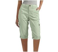 Cargo Shorts Women UK Ladies Knee Length Shorts Cargo Capri Pants with Multiple Pockets Summer Back Half Elasticated Waist Cropped Trousers Outdoor Hiking Work Travel Golf Short Mint Green