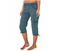 Cargo Shorts Women's 3/4 Work Trousers Made of Cotton and Linen Lightweight Causal Work Trousers Elastic Waist Outdoor Hiking Shorts with Elastic Drawstring Pockets Cosy Capri Trousers, darkblue, S
