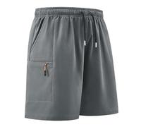 Cargo Shorts Zip Pockets, Stretchy Soft Causal Work for Men UK Lightweight Flexible Short Pants with Pockets Outdoor Traveling Waliking Hiking Golfing Pant (L, Gray)