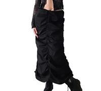 Cargo Skirts for Women,Women Y2k Cargo Long Skirt Low Waist Drawstring Ruched Front Maxi Cargo Skirt,Sales-Clearance Black M