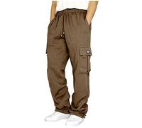 Cargo Sweatpants for Men Heavyweight Fleece Casual Loose Fit Athletic Jogging Bottoms 2023 Autumn Winter Drawstring Elasticated Waist Cargo Work Trousers with Pockets