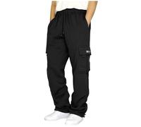Cargo Sweatpants for Men Heavyweight Fleece Casual Loose Fit Athletic Jogging Bottoms 2023 Autumn Winter Drawstring Elasticated Waist Cargo Work Trousers with Pockets B-Black