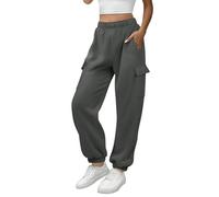 Cargo Sweatpants Women Casual Trousers Sport Pants for Womens Cuffed Sweatpants Running Joggers Tracksuit Bottoms Plain Sweatpant with Pockets Loose Lounge Pant Tapered Trouser Outdoor Dark Gray