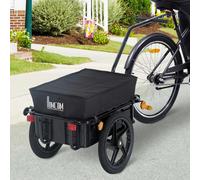 HOMCOM Cargo Trailer Bike Trolley Cart with Handle Removable Rain Cover 70L