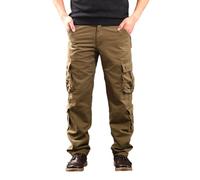 Cargo Trousers for Men Casual Comfy Fashion Thickened Sweatpants with Pockets Warm Solid Color Trendy Fleece Loose Straight Leg Windproof Gym Sports Outdoor Hiking Walking Tracksuit Bottoms