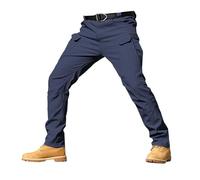 Cargo Trousers For Men Elasticated Waist Track Pants For Men Loose Solid Color Trousers For Outdoor Working Sport Pants With Pockets Tactical Tracksuit Bottoms With Belt Buckle And Placket