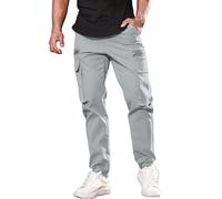 Cargo Trousers for Men? Solid Color Combat Trousers Elasticated Waist with Multiple Pockets Lightweight Outdoor Hiking Sweatpants All Seasons Men's Joggers Sweatpants Size S-XXXL Grey