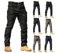 Cargo Trousers for Men UK Camouflage Multi Pocket Cargo Work Trouser Easy Care Safety Pant Elastic Waist Men Loose Fit Lightweight Trousers Combat Camo Trouser Outdoor Camping Hiking