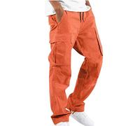 Cargo Trousers for Men UK Clearance Elasticated Waist Drawstring Pants Multiple Pockets Cargo Pants Solid Casual Straight Leg Cargo Trousers Cotton Outdoor Fitness Activewear Joggers M-3XL