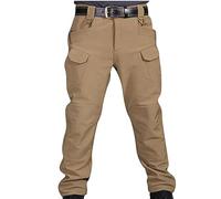 Cargo Trousers for Men UK Combat Elastic Waist Trousers Thicken Fleece Combat Pants Button Zipper Casual Multi-pocket Sports Trousers Pants Straight Leg Cargo Trousers Oversized Durable Trousers S-4XL