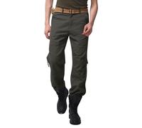 Cargo Trousers for Men UK Cotton Slim Fit Combat Cargo Pants Multi Pockets Builders Workwear with Elastic Waist Utility Tactical Trousers for Outdoor Exploration (Green, XL)