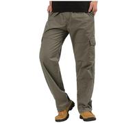 Cargo Trousers for Men UK Elastic Waist Work Pants Solid Combat Pant with Pockets Relaxed Fit Drawstring Bottoms Durable Utility Trouser Casual Daily Wear Plus Size M-6XL