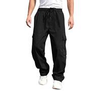 Cargo Trousers for Men UK, Heavy Duty Convertible Stretchy Pant Work Utility & Safety Trousers Scratch-Resistant Tracksuit Scruffs Workwear Black M