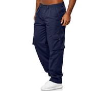Cargo Trousers for Men UK, Heavy Duty Stretchy Pant with Semi Elasticated Band Work Utility & Safety Trousers Multi Pockets Scruffs Workwear Navy 3XL