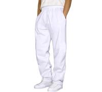 Cargo Trousers for Men UK Hip Hop Pants Jogger Chinos Casual Drawstring Sweatpants Solid Color Track Cuff Lace Up Workout Pants with Pocket (Ab White, M)