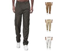 Cargo Trousers for Men UK Jogging Bottoms with Multiple Pockets Lightweight Comfy Straight Pants Solid Color All Seasons Mens Combat Trousers Gym Running Joggers Activewear Sweatpants Coffee