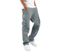 Cargo Trousers for Men UK,Men's Work Cargo Tapered Trousers Drawstring Multi Pocket Casual Cargo Pants Lightweight Outdoor Casual Hiking Walking Golf Pants Combat Trousers (A26 Gray,L)