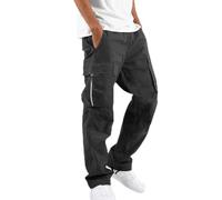 Cargo Trousers for Men UK,Men's Work Cargo Tapered Trousers Drawstring Multi Pocket Casual Cargo Pants Lightweight Outdoor Casual Hiking Walking Golf Pants Combat Trousers (A25 Black,XXL)