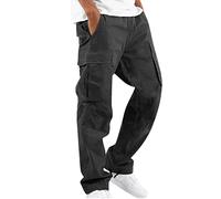 Cargo Trousers for Men UK,Men's Work Cargo Tapered Trousers Drawstring Multi Pocket Casual Cargo Pants Lightweight Outdoor Casual Hiking Walking Golf Pants Combat Trousers (A01 Black,XL)