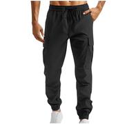 Cargo Trousers for Men UK Sale Clearance,Work Trousers Mens Regular Fit Cuffed Tactical Combat Work Trousers Casual Smart Chinos Elastic Waist Walking Stretch Cargo Pants with Zip Pockets