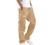 Cargo Trousers for Men UK Sale Multiple Pockets Black Red Cargo Pants Elasticated Waist Drawstring Work Trousers Solid Cotton Casual Straight Leg Trousers Summer Outdoor Climbing Sport Joggers M-3XL