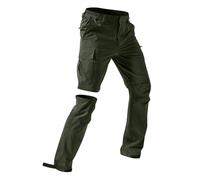 Cargo Trousers for Men UK Slim Fit Stretch Multi-Pocket Straight-Fit Work Pants with Button & Zip Fly Casual Detachable Lightweight Hiking Trousers Long Breathable Leisure Sweat Pants Green