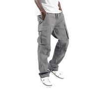 Cargo Trousers for Men UK Solid Color Straight Leg Combat Work Pants with Multipockets Cargo Mens Jogging Bottoms Lightweight Walking Hiking Trousers Mens Joggers Sweatpants