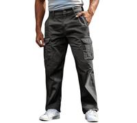 Cargo Trousers for Men UK with Multi Pockets Plus Size Button Down Lounge Pants Wide Legs Solid Tracksuit Bottoms Men Autumn Winter Mens Cargo Trousers Work Sports Jogger Sweatpants Grey