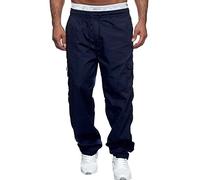 Cargo Trousers for Men UK Zip Pocket Elasticated Waist Combat Work Pants with Multipockets Cargo Mens Jogging Bottoms Lightweight Walking Hiking Trousers Mens Joggers Sweatpants