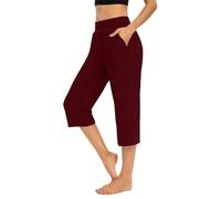 Cargo Trousers for Women Dark Shiny Beach Trendy Active Dress Elasticated Interview Hiking Joggers Elegant Office Tracksuit Bottoms (Wine,L)