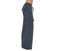 Cargo Trousers for Women UK Clearance,Ladies Yoga Flared Leggings Work Pants Elasticated High Waist Button Trousers Casual Workout Sweatpant Gym Loose Pants for Pilates,Sport,Fitness, Leisure XS-4XL