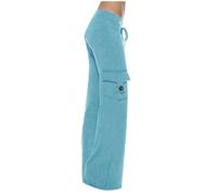 Cargo Trousers for Women UK Clearance,Ladies Yoga Flared Leggings Work Pants Elasticated High Waist Button Trousers Casual Workout Sweatpant Gym Loose Pants for Pilates,Sport,Fitness, Leisure XS-4XL
