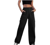 Cargo Trousers for Women UK Clearance Work Combat Trousers Ladies Heavy Duty Pants Casual Jogging Joggers Stretch Wide Leg Trouser Full Size Loose Fit Cargo Pant Sports School Streetwear